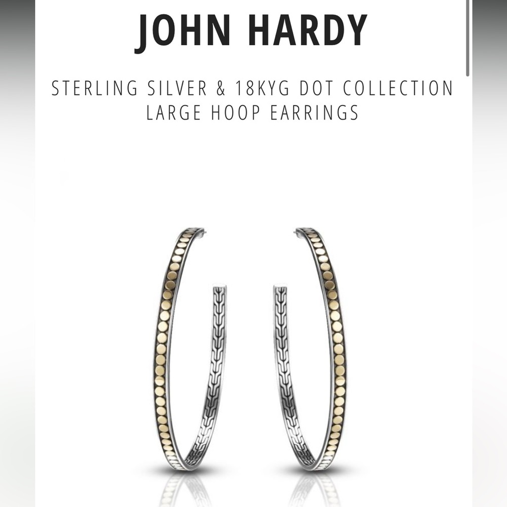 🔴Authentic RARE JOHN HARDY LARGE Dot Collection Sterling Silver&Gold Earrings🔴